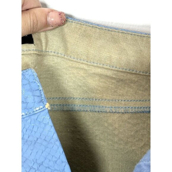 ASOS DESIGN‎ Light Blue Faux Crocodile Leather Straight Leg Pants Size 26 Y2K - Picture 12 of 14